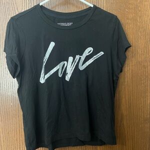 Victoria's Secret Black Tee with Silver 'Love' Graphic